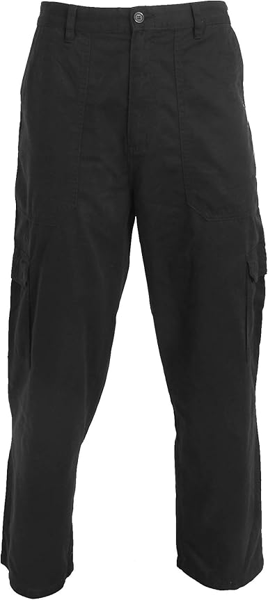 black cotton cargo trousers