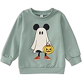 GLIGLITTR Toddler Baby Boy Halloween Sweatshirt Pumpkin Ghost Shirt Long Sleeve Spooky Season Crewneck Pullover Fall Tops