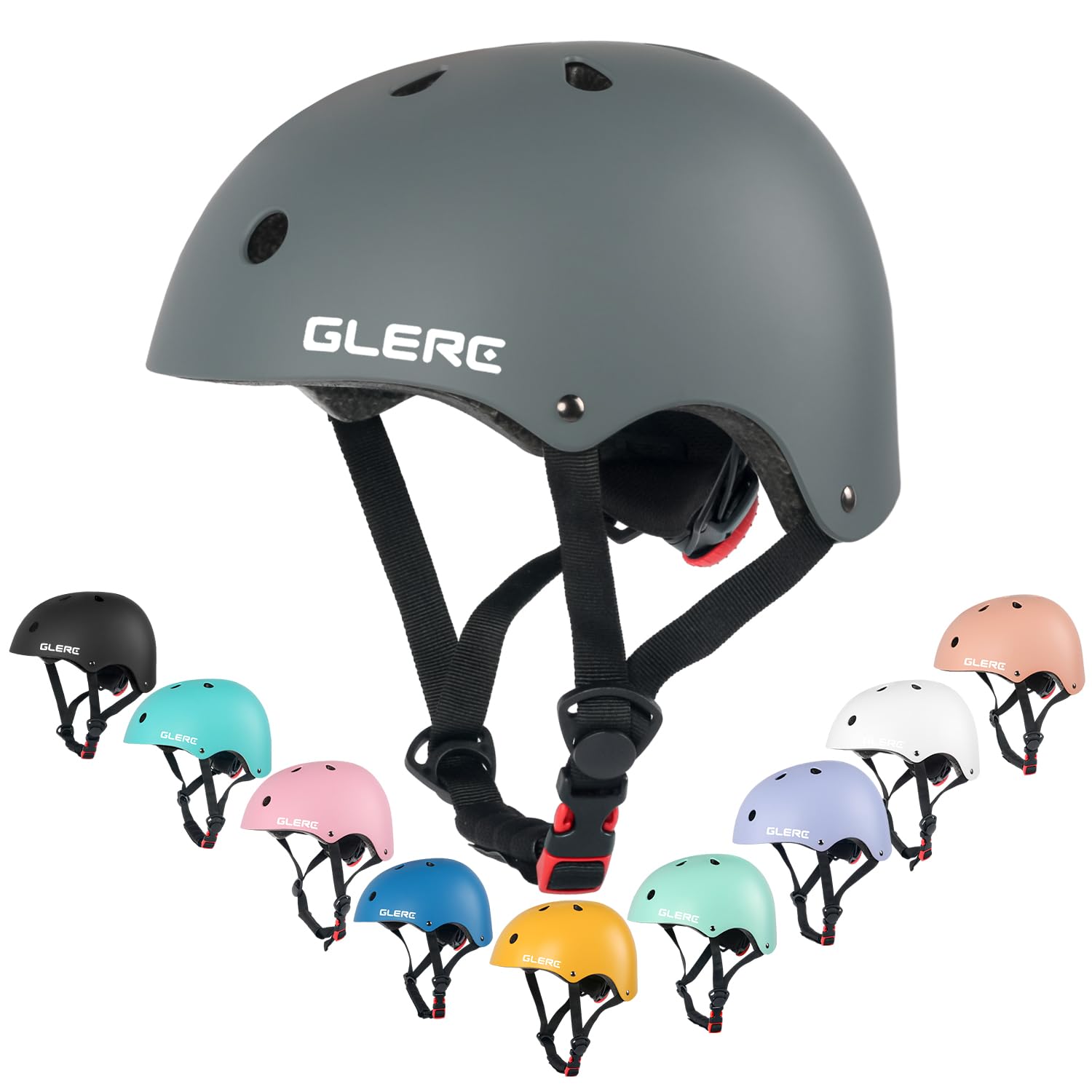Glerc Kids Multi-Sport Helmet for Boys & Girls Ages 3 4 5 6 7 8, for Bike, Scooter, Skate & More, Adjustable Size S, Grey — image 1