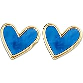 Blue Dainty Hypoallergenic Heart Stud Earrings for Women - Perfect for Daily & Special Events