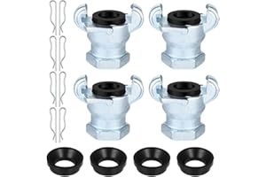 Dotexion 4 Sets NPT Iron Air Hose Fitting 2 Lug Universal Coupling Chicago Fitting for Female and Male End (3/4Inch, Female E