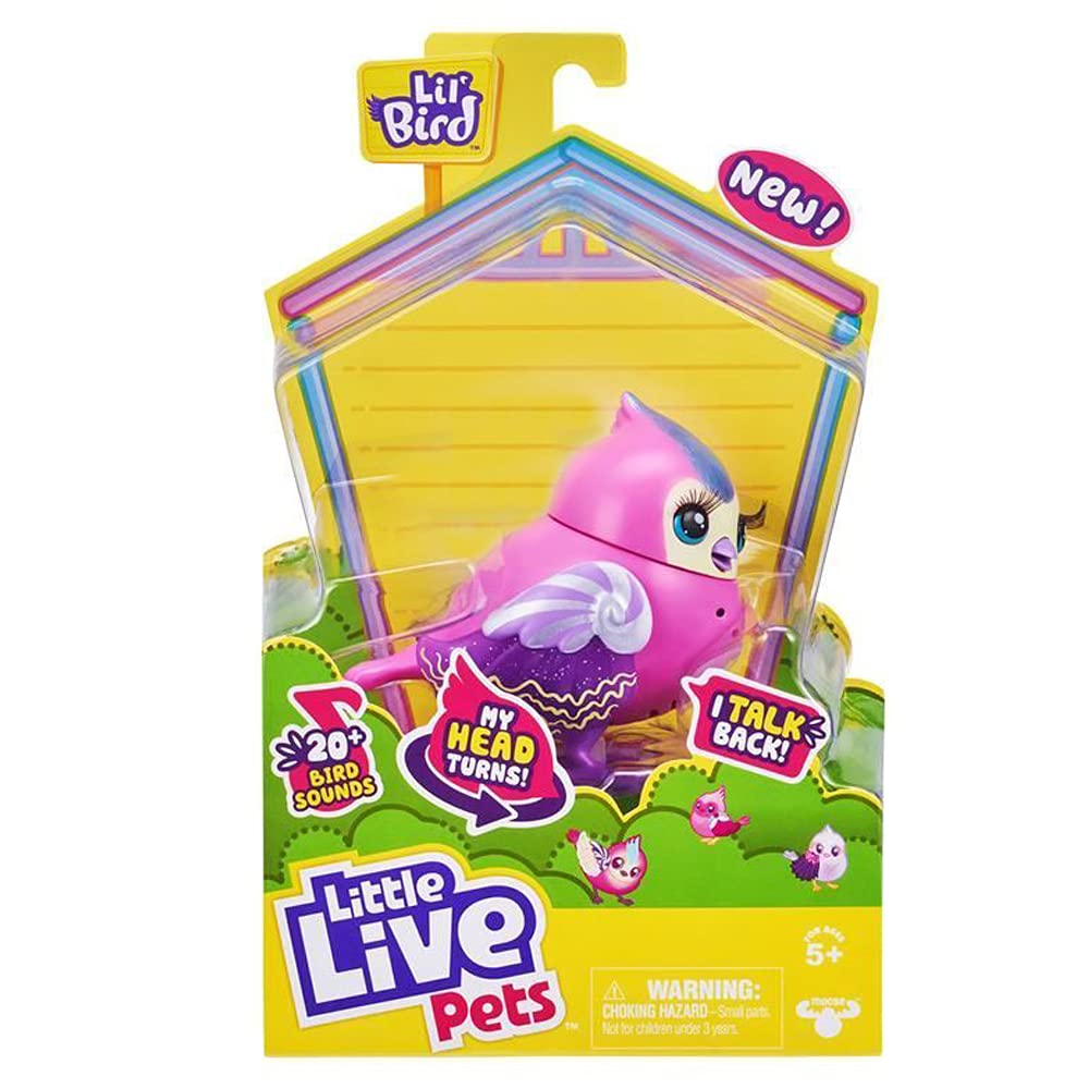 Little Live Pets Lil Bird - Single Pack with Moving Head - Over 20 Bird Sounds - Reacts to Touch (Candi Sweet)