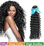 Rechoo Brazilian Virgin Remy Human Hair Extension Weave 3 Bundles 300g - Natural Black,12