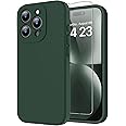 bicol for iPhone 15 Pro Case with Screen Protector,Enhanced Camera Lens Protection,Soft Liquid Silicone Slim Fit Protective Phone Cover 6.1" Army Green