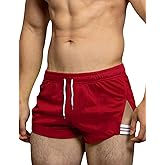 Mens Athletic Workout Shorts with 3" Inseam,Large Split and no Lining.