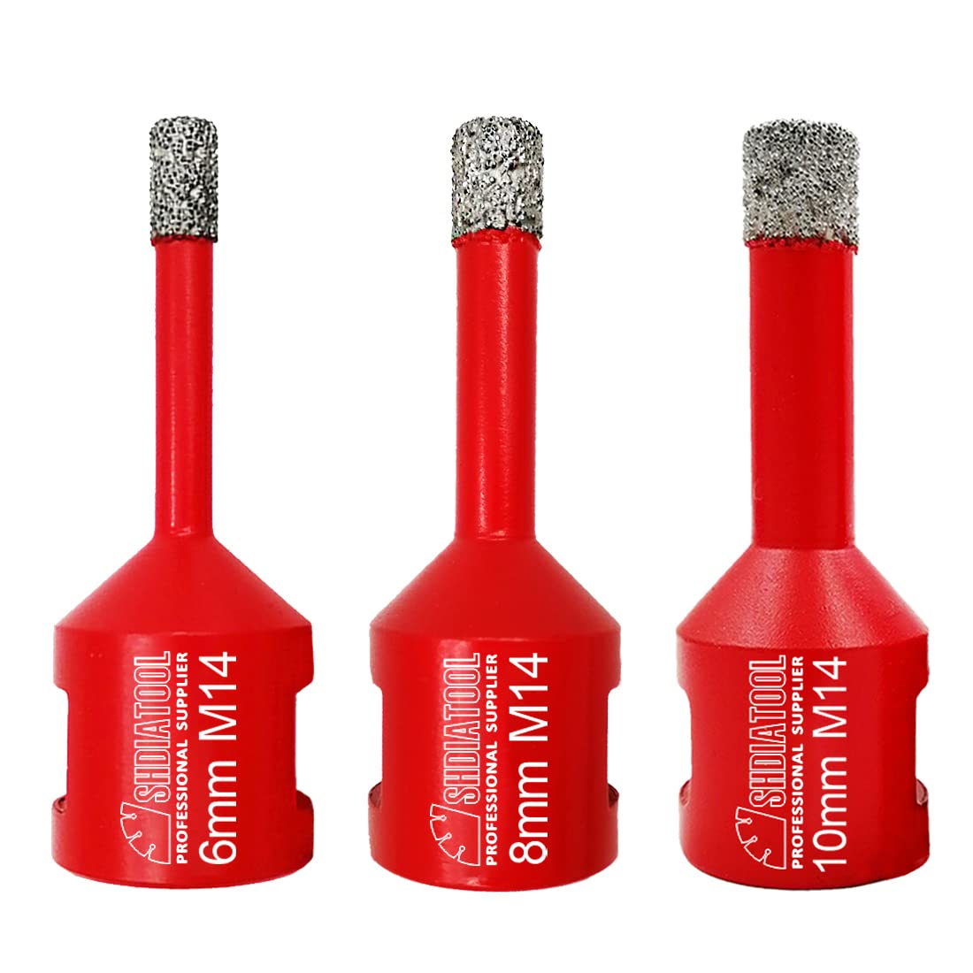 SHDIATOOL Dry Diamond Drill Core Bits 3pcs / Set Diameter 6/8/10mm Vacuum Brazed Hole Saw M14 Thread for Tile Porcelain Granite Marble