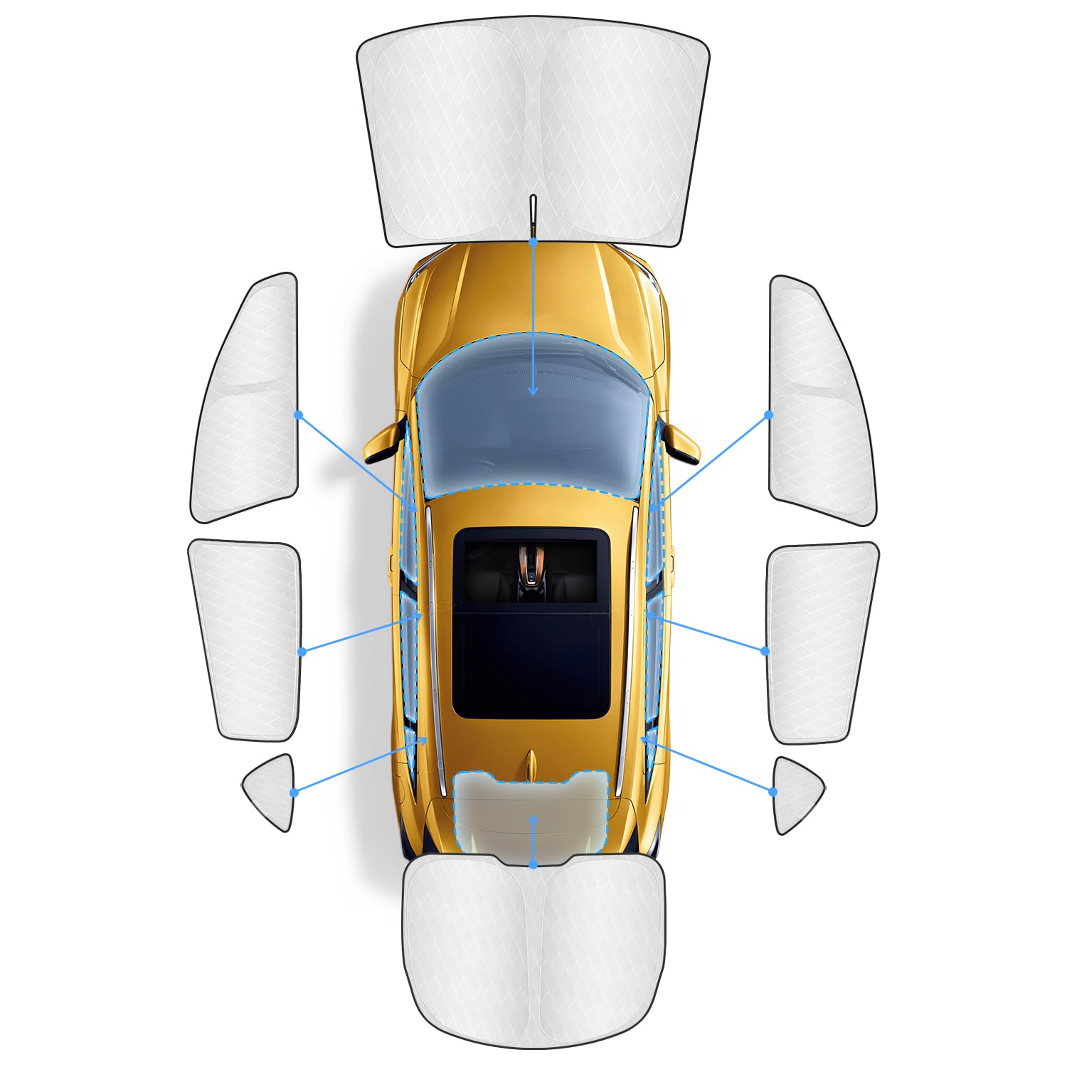 Photo 1 of (SEE NOTES) EPLTION Ultra-Thickened Window Shades for Tesla Model Y 2020-2024 (Not fit for Juniper) Accessories for Model Y Side Window Cover Window All Window Front Windshield Side Window Full Set 8PCS