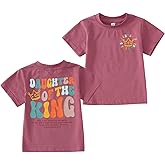 CM C&M WODRO Daughter of The King T-Shirt Toddler Baby Girl Christian Crown Graphic Shirt Short Sleeve Summer Tee Tops