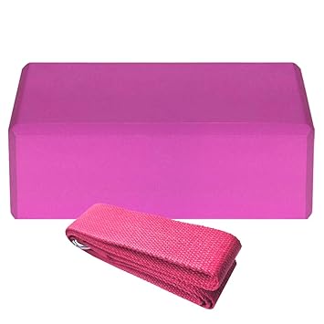 Lixada 1PC Bloque de Yoga EVA + 1PC Cinturón Elástico de ...
