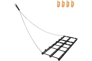 POPMOON 48” Drag Harrow Driveway Drag- Heavy Duty Tow Behind Tool with 4 FT Chain for ATV, UTV,Tractor,Power Driveway Grader for Gravel, Sand, Soil, Hay,Black