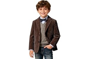 Boys Corduroy Blazer Jackets Toddler Slim Fit 2 Button Casual Suit Jacket Vintage Corduroy Dress Coat for Kids Outwear