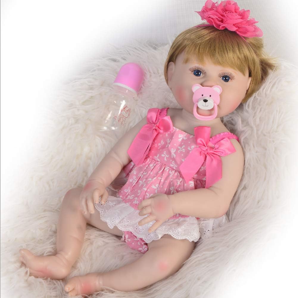Prezzo NACHEN Rinato Baby Doll 57cm Full Silicone Simulazione Grandi Occhi Carino Giallo Capelli Ragazza Bambole Compleanno Bambini Regalo Offerte