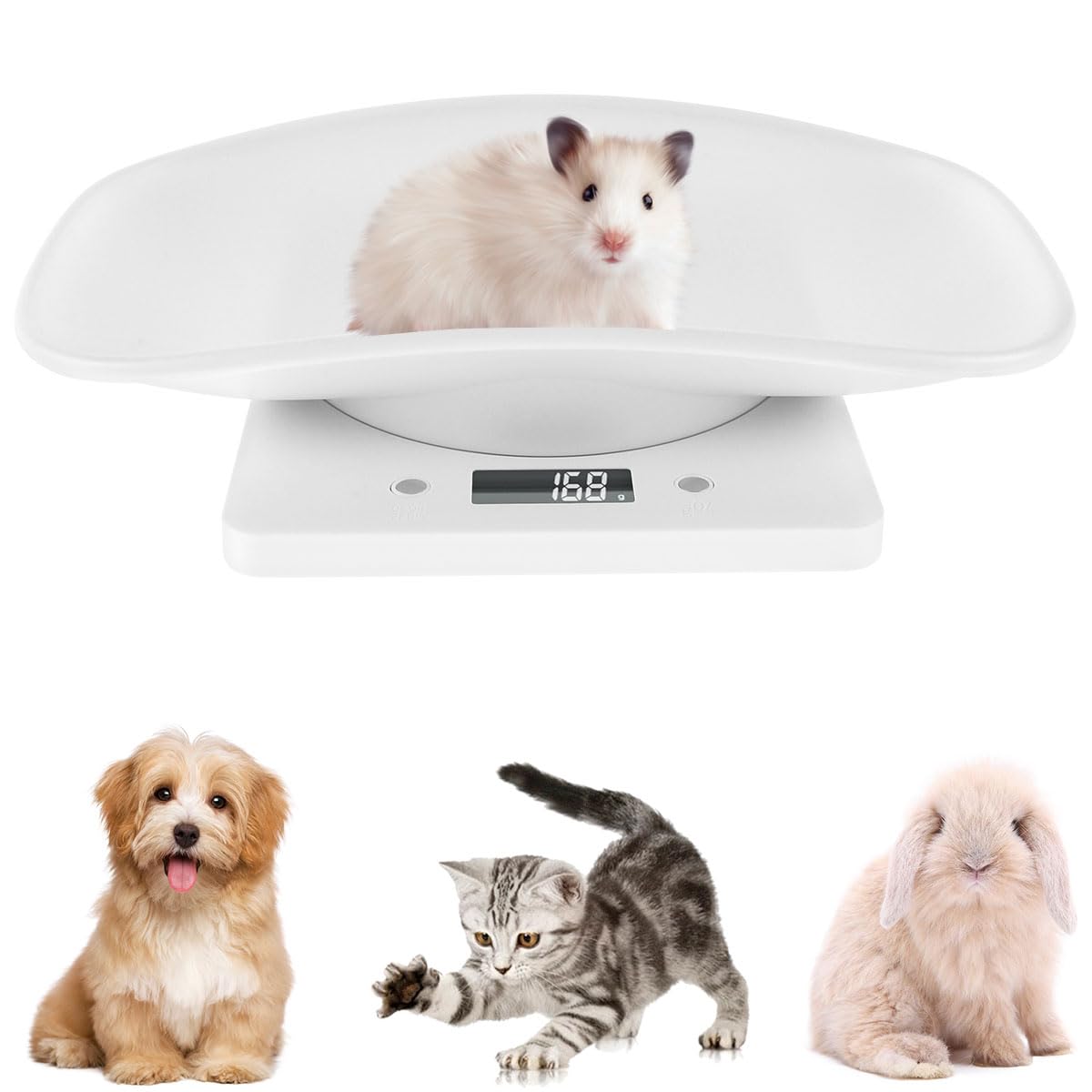 Digital Pet Scale, Small Animal Weighing Scale, Lightweight Portable Kitchen Scale with LCD Display, 4 Weighting Modes(oz/ml/lb/g) for Weighing Puppy Kittens Small Pet Food,Capacity up to 10kg/22lb