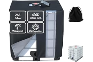 BENVOL IBC Tote Cover, 420D Silver Coated Waterproof Oxford Cloth for 1000L IBC Container Rain Water Tank Outdoor 275 Gallon Rain Barrel Foil Anti-Dust Cover, Sun Protection Anti-UV