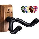 Bandpop Guitar Wall Mount - Black Walnut Guitar Hanger with 5pcs Picks for Acoustic, Electric, Bass, Banjo, Mandolin