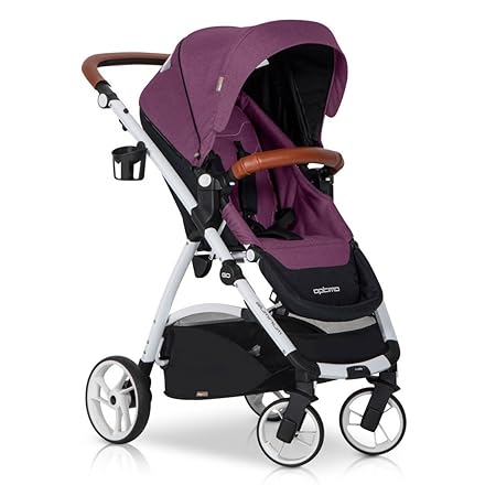 easyGO Buggy Sport Kinderwagen OPTIMO Purple mit Liegefunktion - zusammenklappbar - Alu und Leder - Baby ab 6. Monate