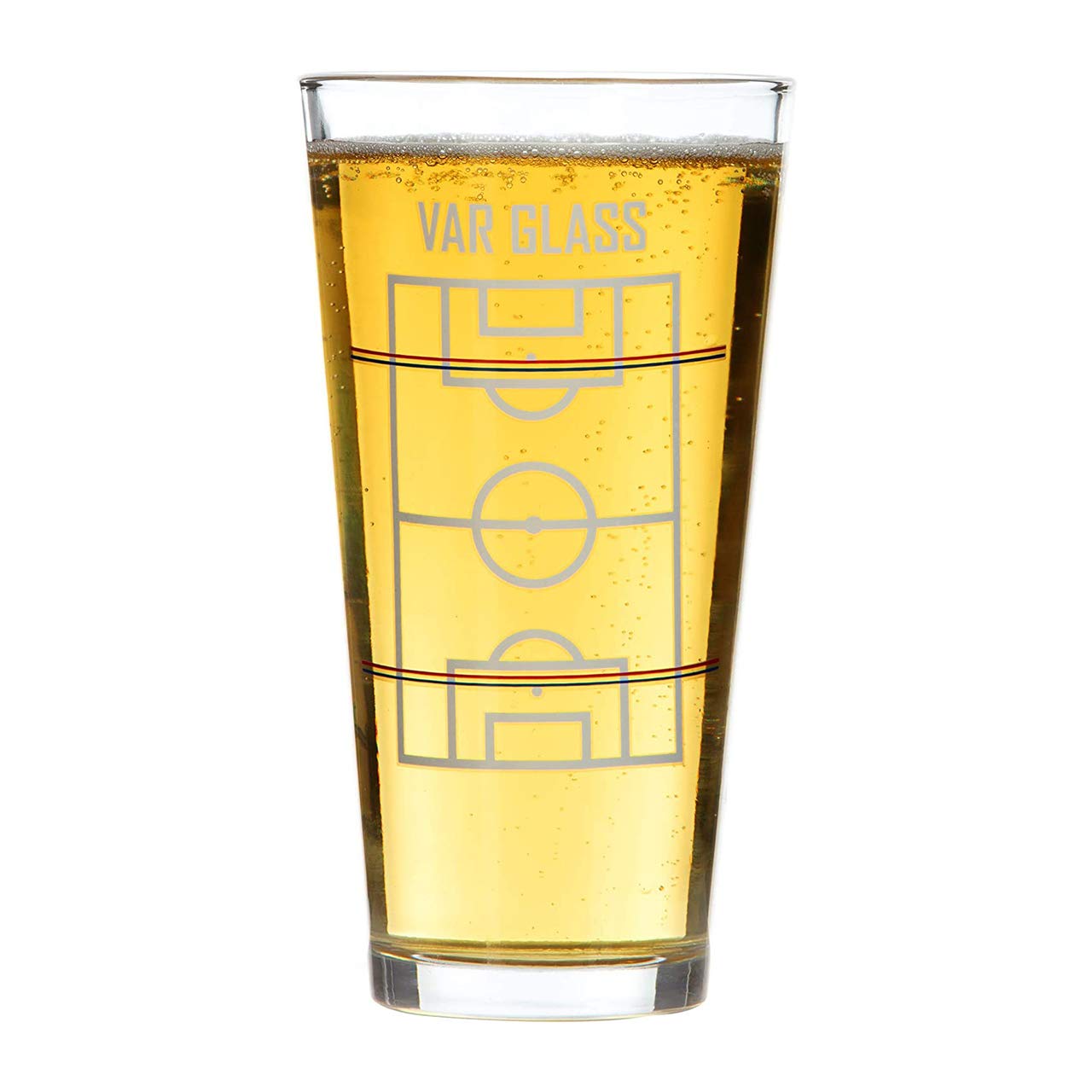 CKB LTD VAR Beer Lager Pint Glass and Drinking Game - Football Themed Party Skill Game Novelty Gift Set - Single 570ml