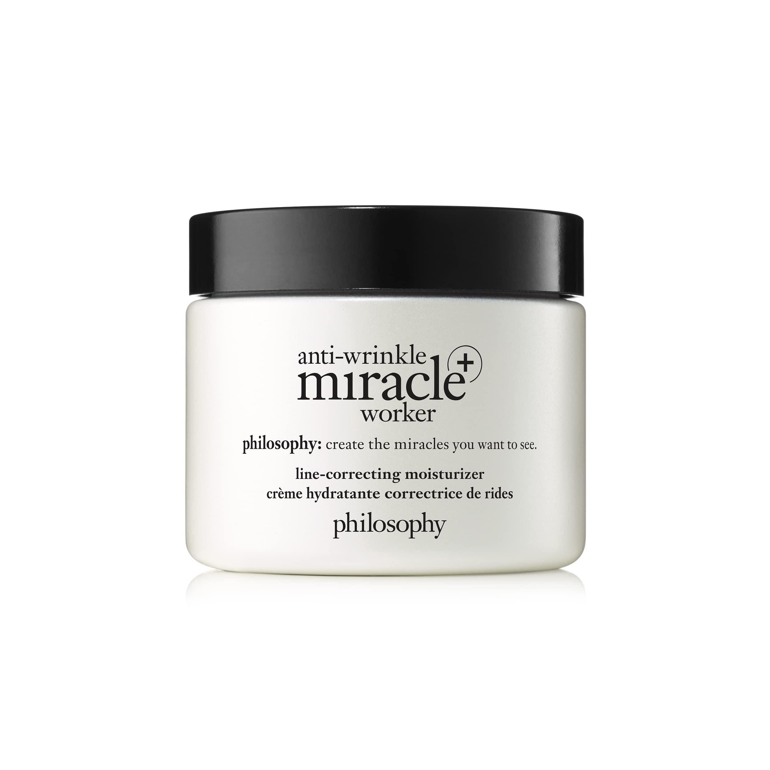 philosophy anti-wrinkle miracle worker day cream 60ml , with vitamin c, hyaluronic acid and peptides , line-correcting moisturiser , instantly improves smoothness of skin