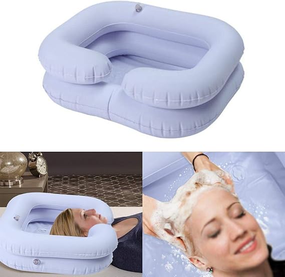 PVC Inflatable Basin Bathing aid wash Hair in Bed Foldable Portable