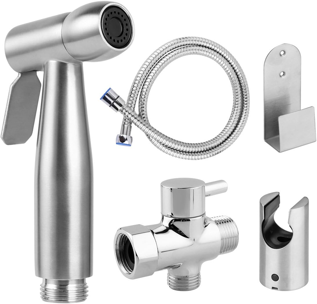 Hand Held Bidet Toilet Sprayer Kit, Bidet Sprayer for Toilet, Stainless Steel Portable Bathroom Cloth Diaper Washer Seat Bidet Attachment for Personal Hygiene