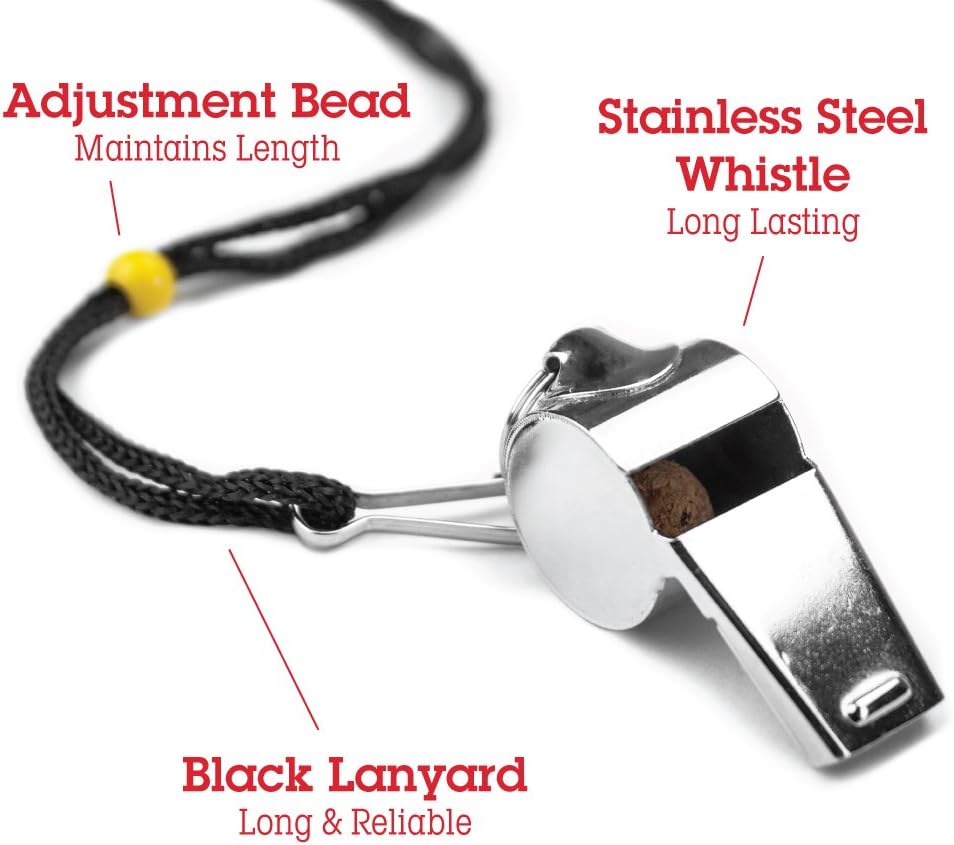Crown Sporting Goods SCOA-001 Stainless Steel Whistle with Lanyard – Great for Coaches, Referees, and Officials by : Coach And Referee Whistles : Sports & Outdoors
