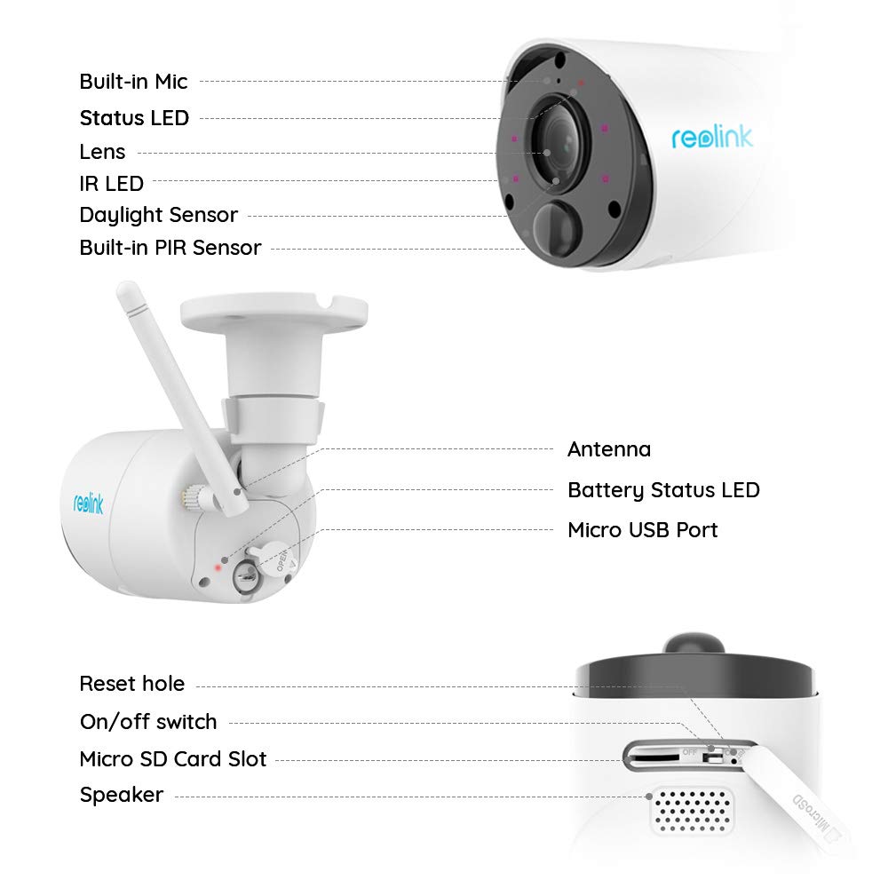 Reolink Überwachungskamera Argus Eco WLAN IP Kamera mit Akku für Außen, kabellos, 1080p HD, mit