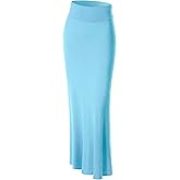 Made By Johnny Women's Solid Basic Lightweight Floor Length Flare Long Maxi Lounge Skirt (S~3XL)