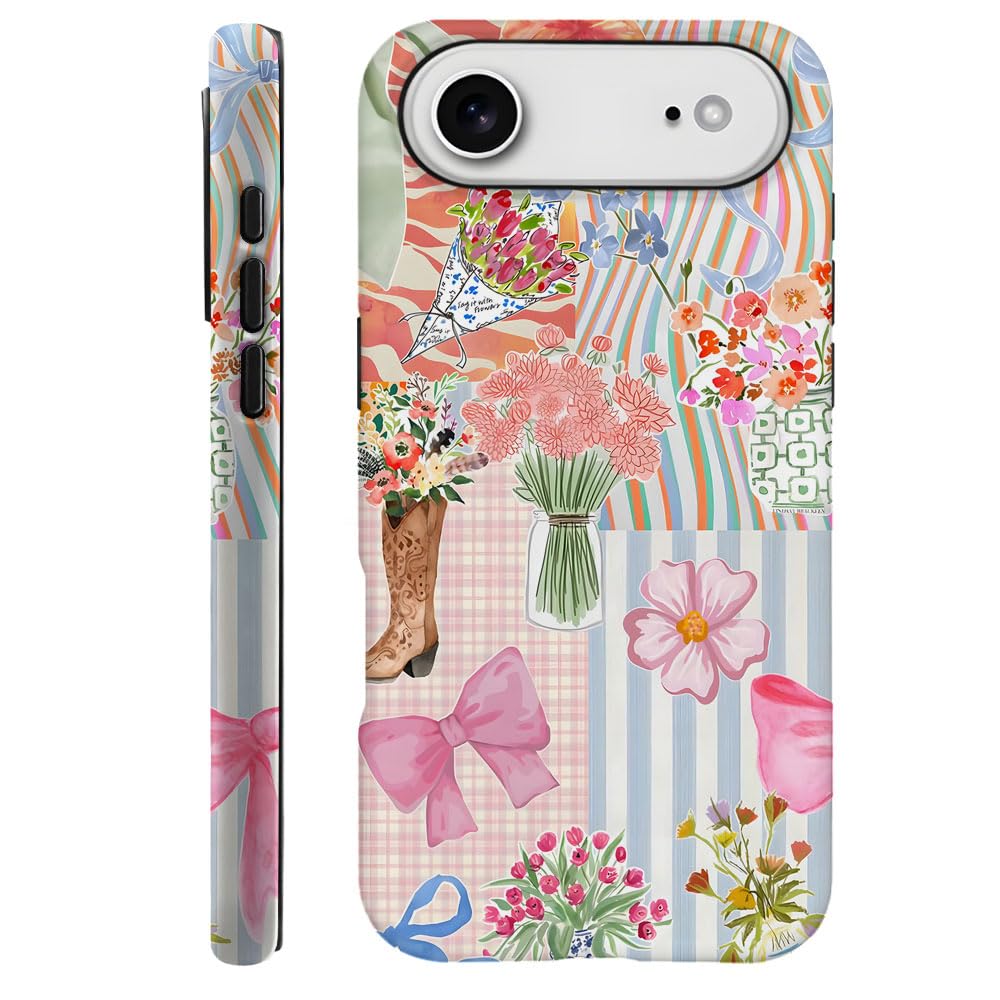 Case Compatible with iPhone 17 Air,Scratch Resistant Shockproof Cases for Girl Women,Pink Bow Ribbon Flower Boots