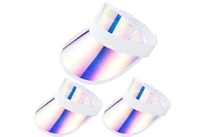 KEJEA 3 Pack Colored Sun Visor Hat Women Men Plastic Clear Visors Hats
