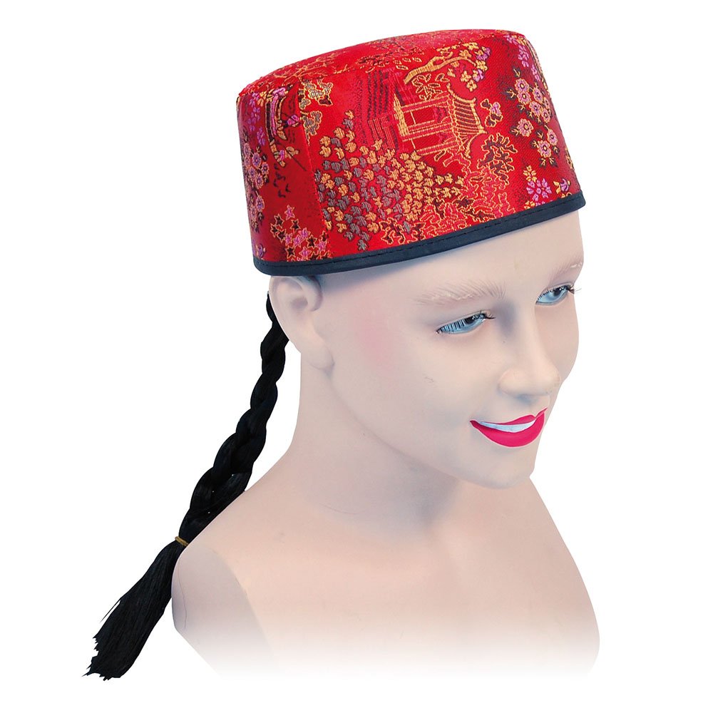 Stylish Red Fabric & Plait Chinese Hat (Pack of 1) - Perfect Accessory for Festivals, World Book Day, Cosplay, Themed Parties, & More Halloween Halloween