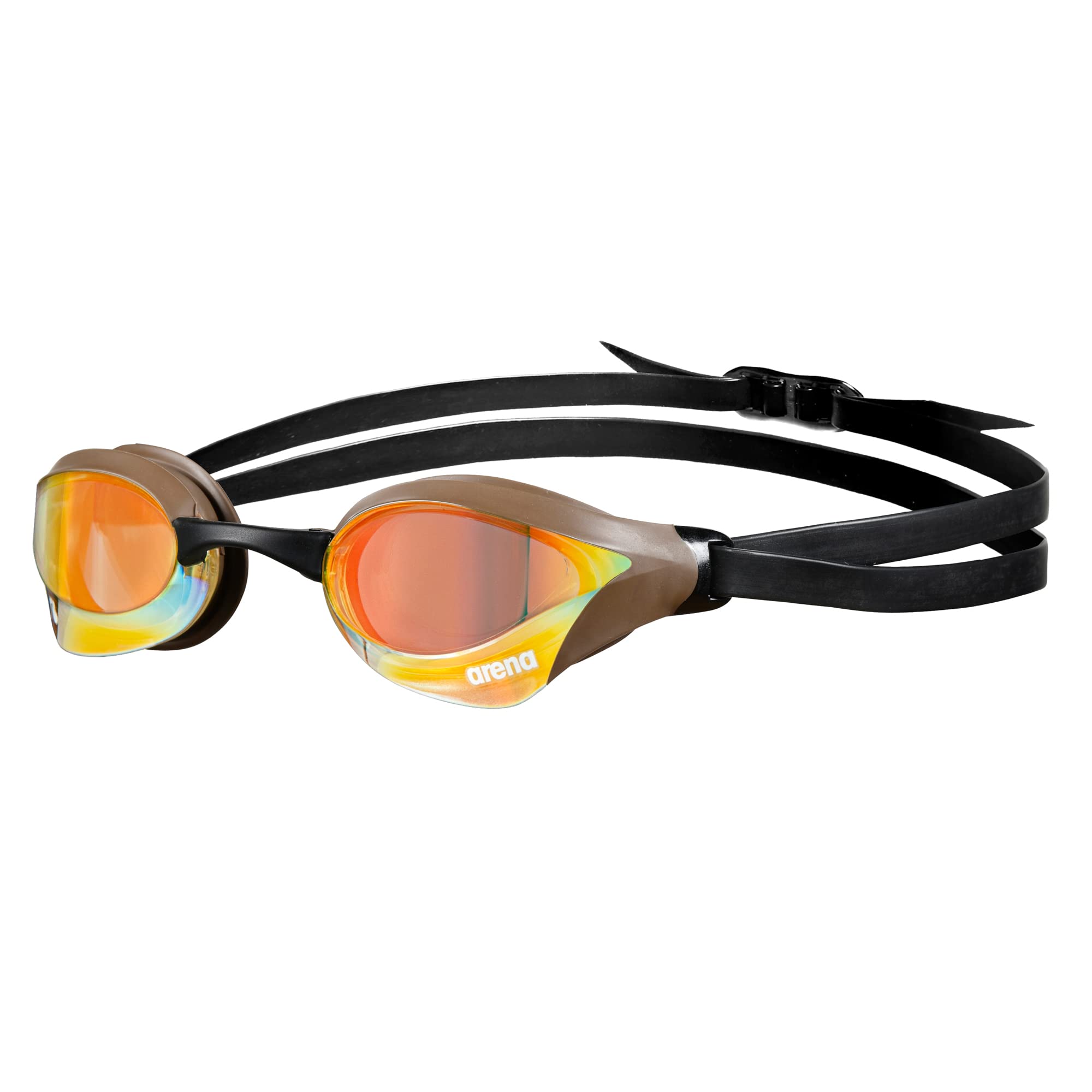ARENA Unisex Cobra Core Swipe Anti-Fog Racing Swim Goggles for Men and Women Polycarbonate Mirror Lens, Yellow Copper/Choco Image ARENA Unisex Cobra Core Swipe Anti-Fog Racing Swim Goggles for Men and Women Polycarbonate Mirror Lens, Yellow Copper/Choco Image