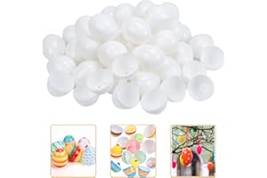FunsLane 50 Pcs Easter Eggs White Blank Plastic Eggs, Paintable DIY Creative Decoration Eggs for Party Favors, Artificial Fake Eggs for Easter Hunts Basket Fillers Easter Gift (Easter Eggs)