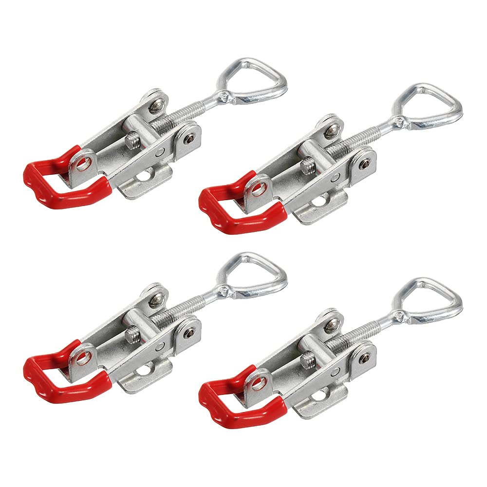 4 Pcs Toggle Catch Latches Adjustable Cabinet Boxes Case Metal Toggle Clamp Hand Tool Toggle Clamp Antislip Red Horizontal Door Bolts Quick Release Tool