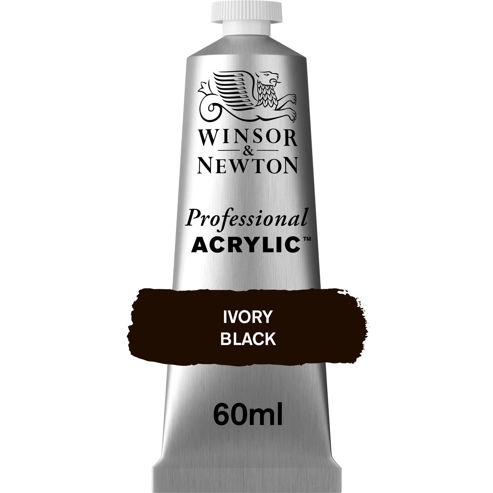 Winsor & Newton 2320331 Professional Acrylic Colour, 60 ml - Ivory Black