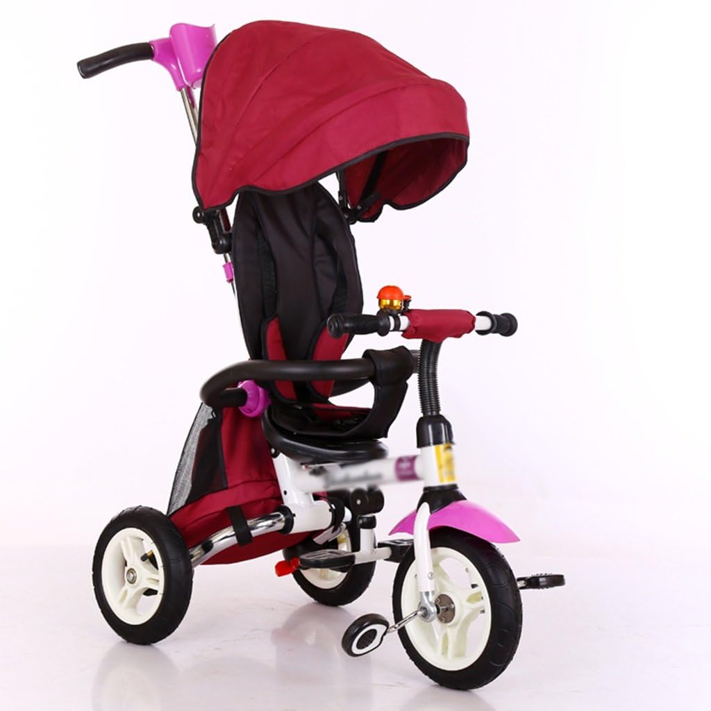 tricycle & stroller Foldable Baby Trike Inflated With Quiet Ride Wheels Pedal Tricycle Baby Hand Push Bicycle For Children Stroller ( Color : E )