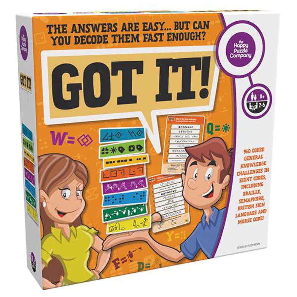 The Happy Puzzle Company Got It! - Code Breaker Game Featuring 960 Questions and Challenges - Uses Codes such as Braille, Semaphore, Heiroglyphics, Morse Code and British Sign Language - Ages 8+