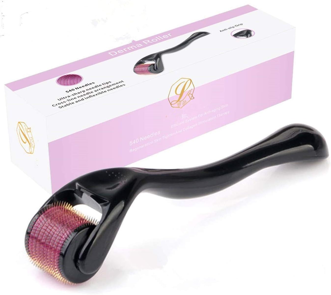 JonhTech Titanium Needle Roller for Face and Hair - 540 1.0mm Needles for Beauty Skin Care - Kit with The Best Home Cosmetic Tool