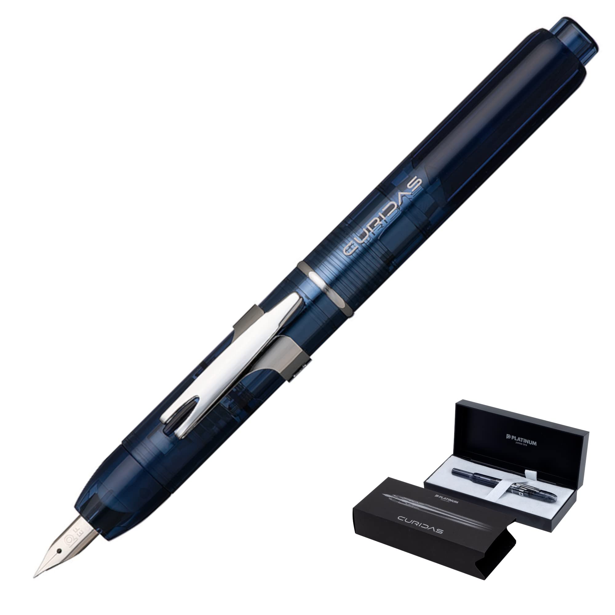 PLATINUM Curidas PKN7000-50M Fountain Pen, M, Medium, Retractable, Blue, Handmade, with Gift Box, Fountain Pen, Pack of 1