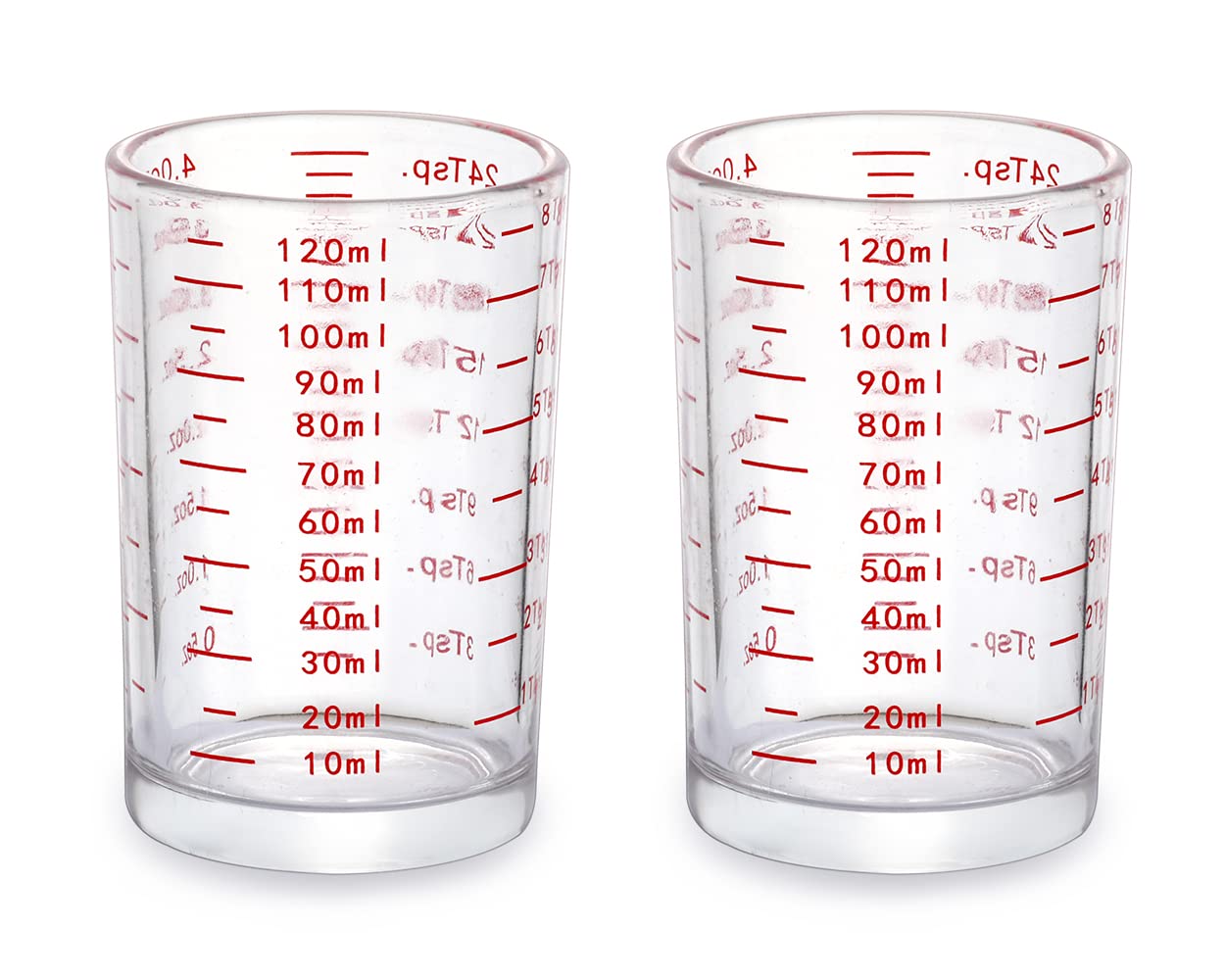 Measuring Cups 2 Pieces Small Measuring Cup with 4 Kinds of Scale Shot Glass Measuring Cup for Small Amount Liquid - 120 Millilitre
