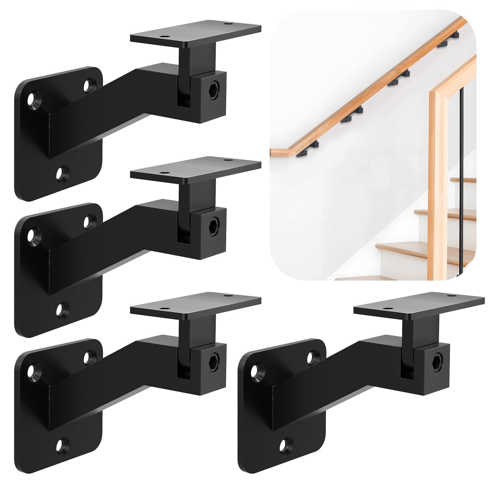 Gyykzz 4 Pack Adjustable Handrail Brackets for