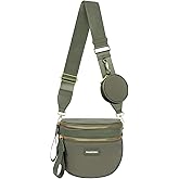 Spacious Nylon Crossbody Bags for Women Spacious Bum Bags for Women Crossbody Large Fanny Pack for Men with Removable Wallets Purse Belt Pouch (Bean Green)