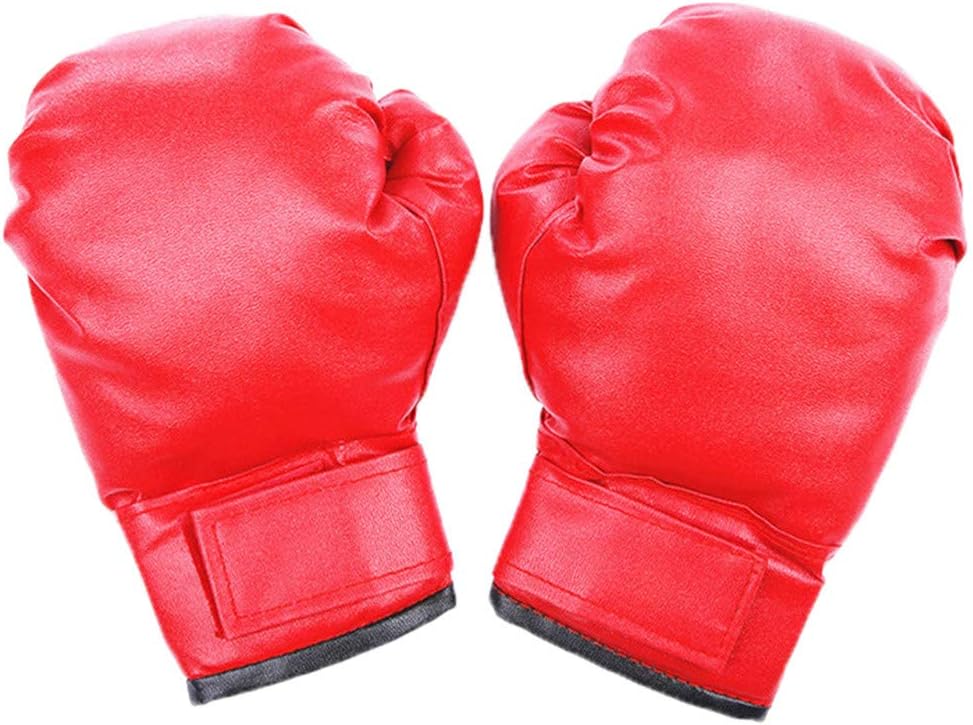 Polwer Boxing Gloves for Men Women Kids Training Fight Punching Kickboxing, Leather Sparring Glove Set Red