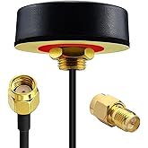 YOTENKO WiFi Puck Antenna Dual Band 2.4G 5.8 GHz, 5dBi Omni-Directional Mini Screw Mount RP-SMA Male Antenna 5ft Cable w/SMA
