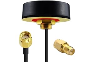 YOTENKO WiFi Puck Antenna Dual Band 2.4G 5.8 GHz, 5dBi Omni-Directional Mini Screw Mount RP-SMA Male Antenna 5ft Cable w/SMA Male to RP-SMA Female Adapter for WiFi Router Hotspot Wireless Network Card