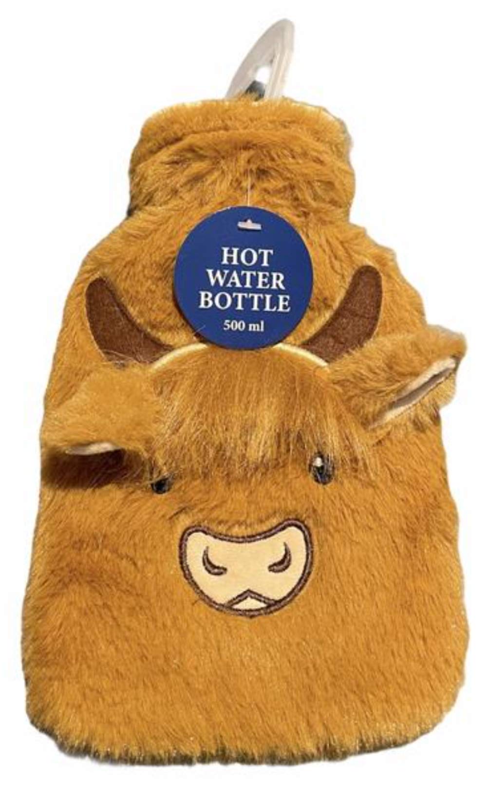 Hairy Highland Cow Hot Water Bottle - Tan and Brown (Small 500 ml)
