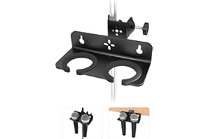 Etour Multi Microphone Holder with Universal Clamp, Securely Holds 2 Wired or Wireless Mics for Microphone Stand, Table Edge or Wall, Perfect for Street Performers, Home Studios, Karaoke