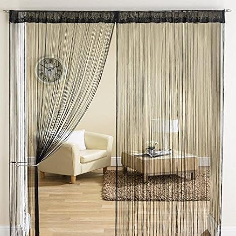Buy Cairo Polyester String Curtains 9 Feet Long Door Black