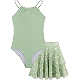 Seanrui Girls One Piece Swimsuits with Mesh Skirt Tanikini Bathing Suit Swimwear 6-14Y