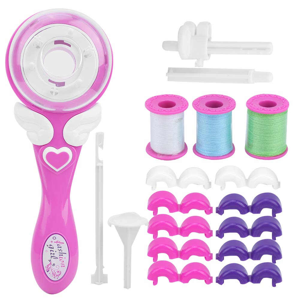 Cikonielf Electric Automatic Hair Braider for Little Girls - Portable DIY Hair Styling Tool, Easy Fast Twisting Braider for Children (Pink)