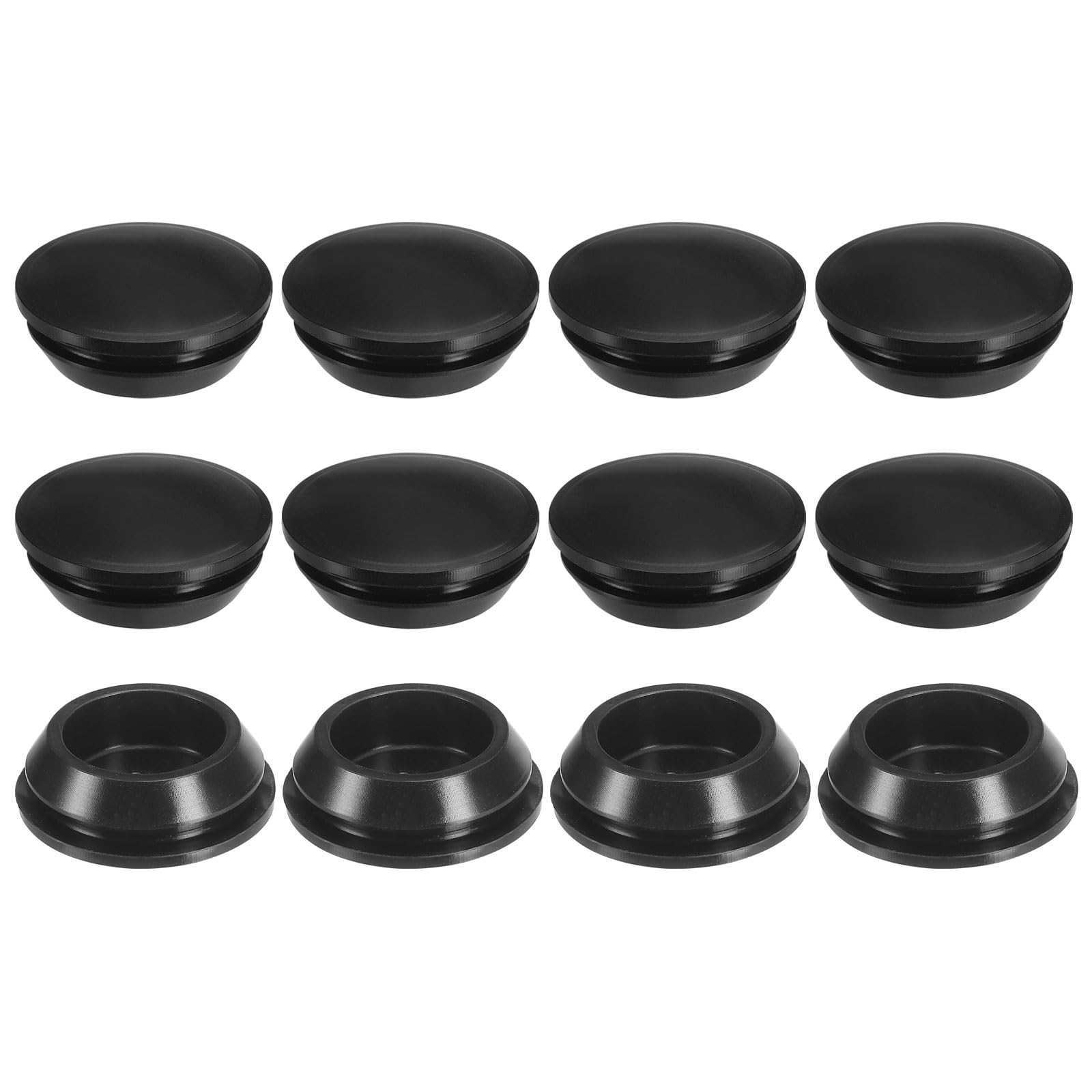 PATIKIL Silicone Round Hole Plugs 24mm/0.94inch, 12 Pack Protective Cover Cap Head for Locking Furniture Hole Plugs, Black